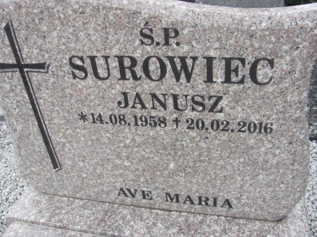 Janusz Surowiec 1958 Brzeg Dolny - Grobonet - Wyszukiwarka osób pochowanych